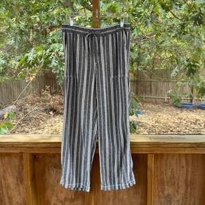 Gap Women's Linen Blend Pull On Pants Navy Stripe Size M